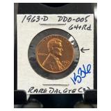 1963-D Lincoln Cent with DDO-005 Variety