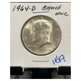 1964-D Kennedy Half Dollar Choice UNC