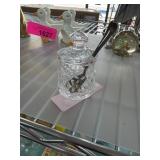 Cut Glass Jar With Spoon and Matching Lid