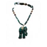 Ro-Do Malachite Elephant Necklace, Sterling