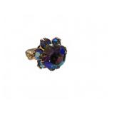 Gold Tone Ring with Blue Stones, Size 5