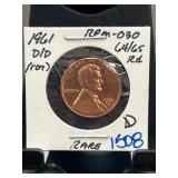 1961 D/D RPM-030 Lincoln Cent D/D Red