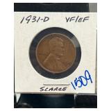 1931-D Lincoln Wheat Cent in VF/EF Condition