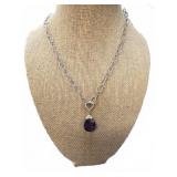 Sterling Silver Necklace with Amethyst-Like D