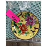 Decorative Ceramic Dish with Floral and Bird Motif