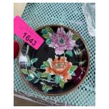 Hand-Painted Floral Plate with Gold Trim