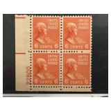1938 John Quincy Adams 6-Cent Plate Block