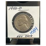 1950-D Jefferson Nickel in Protective Sleeve