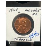 1949 Lincoln Wheat Penny MS64/65 RD
