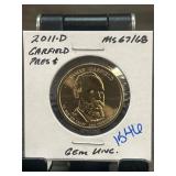 2011-D James Garfield Presidential $1 Coin