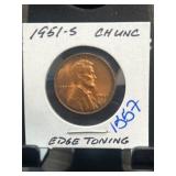 1951-S Lincoln Wheat Cent CHUNC