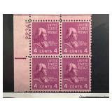 1938 US 4-Cent James Madison Plate Block