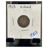 1913 Barber Dime in Very Good Condition