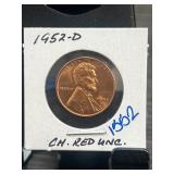 1952-D Lincoln Wheat Cent CH. RED, Uncirculated