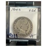 1914-S Barber Half Dollar in Very Good Condition