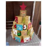 Wooden Advent Calendar Tree with Ornaments
