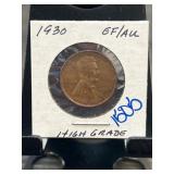 1930 Lincoln Wheat Cent in EF/AU Condition