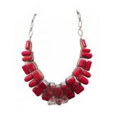Statement Necklace with Red Resin Stones