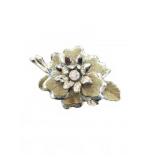 Gold-Tone Flower Brooch with Rhinestone
