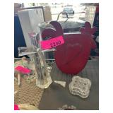 Red Heart Motif Sculpture and Crystal Cross