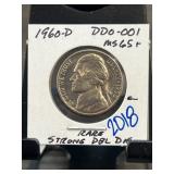 1960-D Jefferson Nickel DDO-001 MS65+