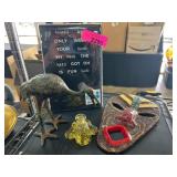 Decorative Items Including Mask and Figurines