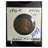 1916-D Lincoln Wheat Cent in EF/AU Condition