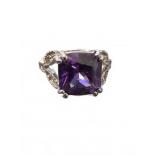 Sterling Silver Ring with Purple Gemstone, Sz