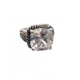 Sterling Silver Ring with Large Clear Stone,