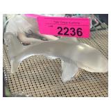 Clear Glass Shark Sculpture with Atlantis Engravin