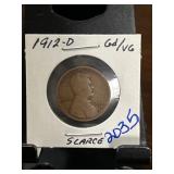 1912-D Lincoln Wheat Cent Graded Gd/VG