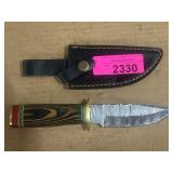 Damascus Steel Fixed Blade Knife with Sheath
