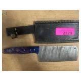 Damascus-Style Cleaver With Leather Sheath