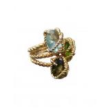 Gold Tone Multi-Gemstone Ring, Size 7