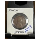 1911-D Lincoln Wheat Penny in Holder