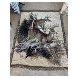 Woven Deer Scene Tapestry Throw Blanket