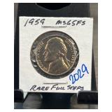 1959 Jefferson Nickel MS65FS Rare Full Steps