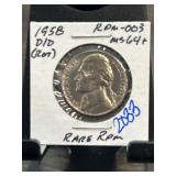 1958-D/D Jefferson Nickel RPM-003 MS64+