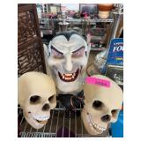 Dracula Head and Skull Decor Set