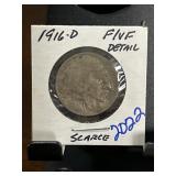 1916-D Buffalo Nickel, F/VF Details