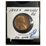 1942-S Lincoln Wheat Cent CH. UNC MS64/65 RD