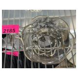 Clear Glass Bowl with Etched Floral Design