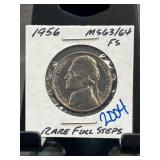 1956 Jefferson Nickel with Rare Full Steps