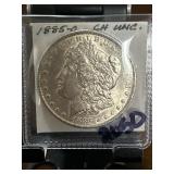 1885-O Morgan Silver Dollar in Display Case