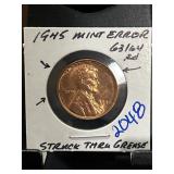 1945 Lincoln Wheat Cent Mint Error