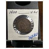 1900 Indian Head One Cent Coin in Holder