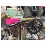 Decorative Metal Cannon with Gold-Tone Accents