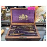 Wooden Case of Drafting Instruments