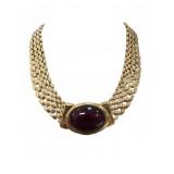 Napier Gold Tone Necklace With Red Cabochon
