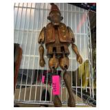 Hand-carved Jointed Wooden Figurine with Hat